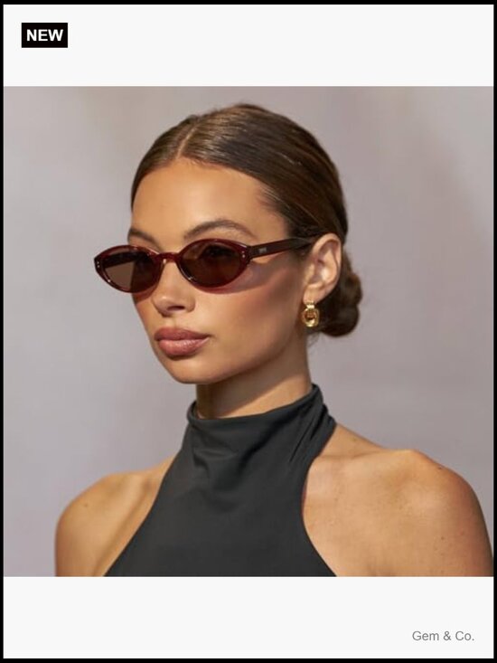 Women\'s Slim Oval Sunglasses Retro 90s Vintage Style Lightweight UV Protection main image 4